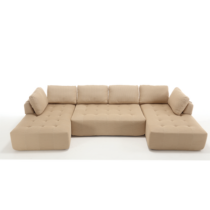 The Khaki Upholstered Cloud U-Shaped Deep-Seat Sectional