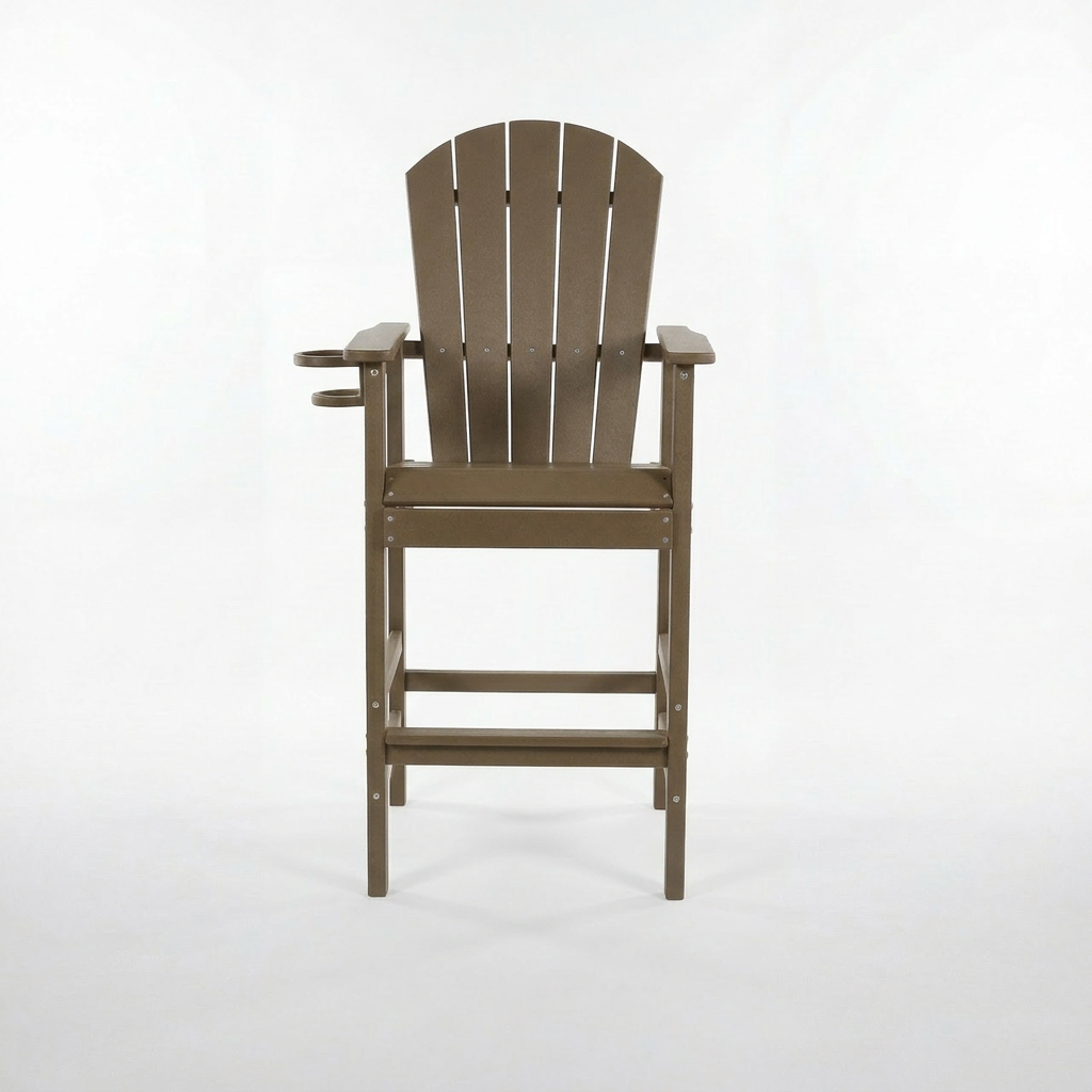 Dark gray Adirondack chair on a white background