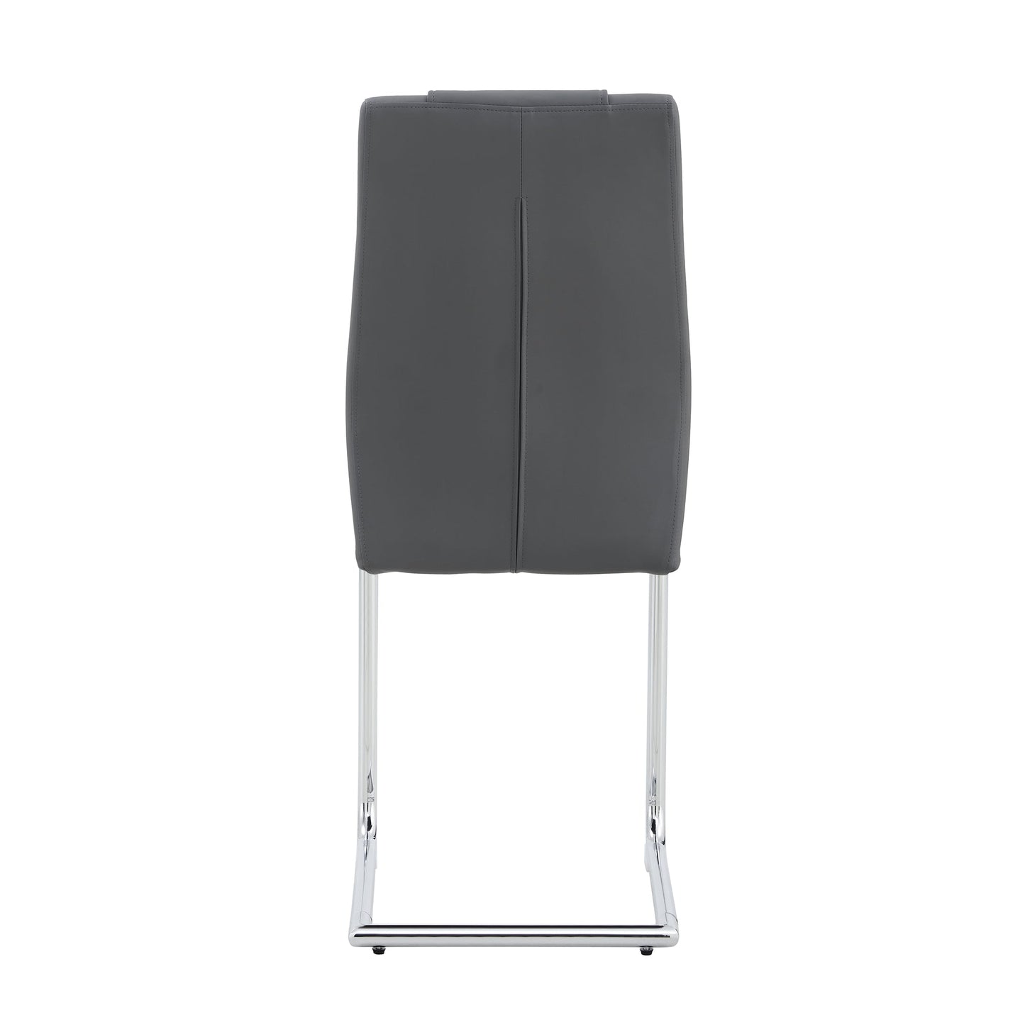 Contemporary Padded Grey Dining Chair with Plated Legs