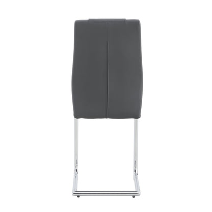 Contemporary Padded Grey Dining Chair with Plated Legs