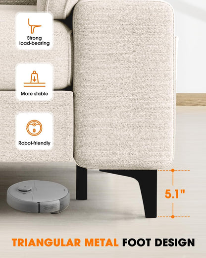 Modern Apartment Loveseat with Adjustable Arms | Tool-Free Assembly