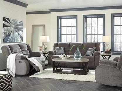 Grayson Gray Chenille Waterfall Back Recliner Couch in Neutral Gray