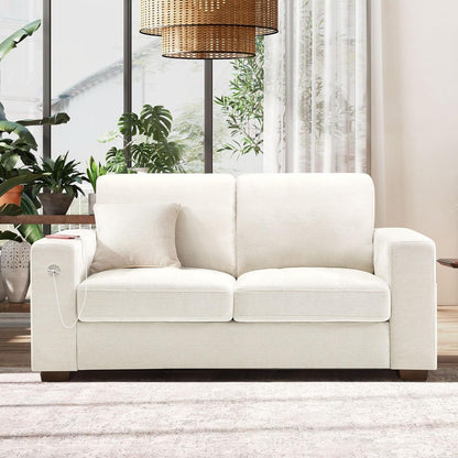 Plush Chenille Loveseat for Living Room – Wide Seat, Built-In USB, Durable Frame