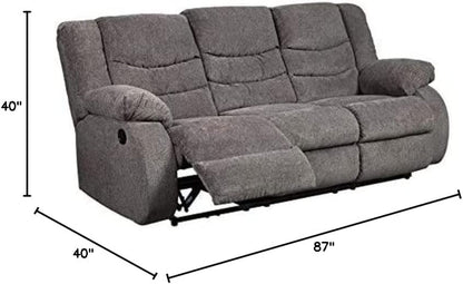Grayson Gray Chenille Waterfall Back Recliner Couch in Neutral Gray