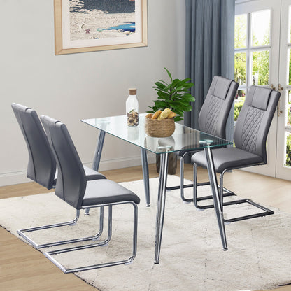 Contemporary Padded Grey Dining Chair with Plated Legs