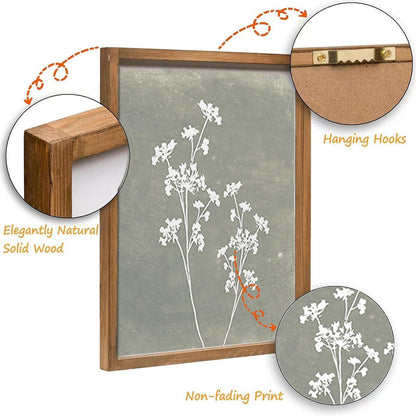 Framed Boho Wall Art Set of 4 for Wooded Minimalist Botanical Print
