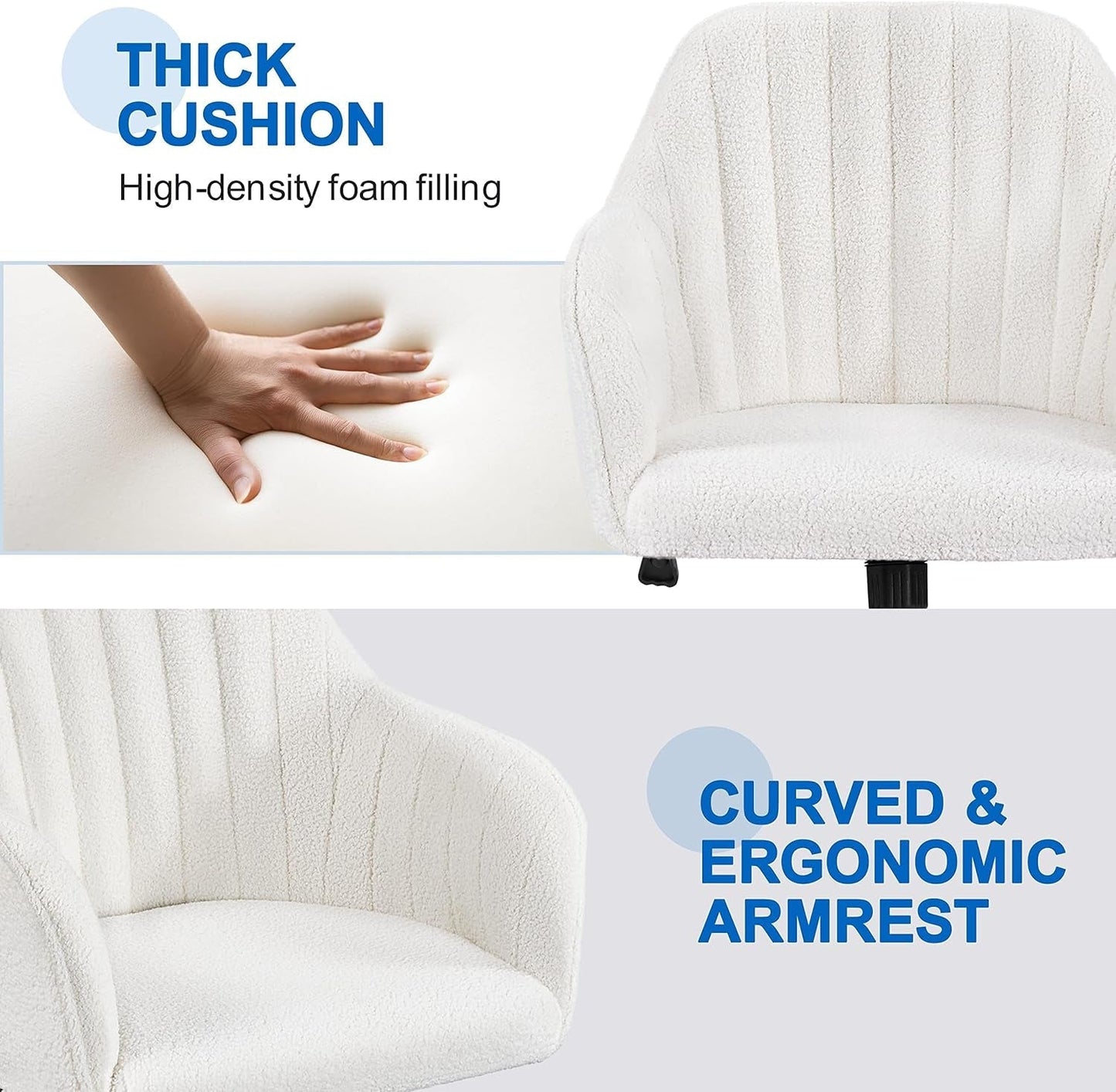Swivel Bouclé Accent Chair for Vanity & Home Office