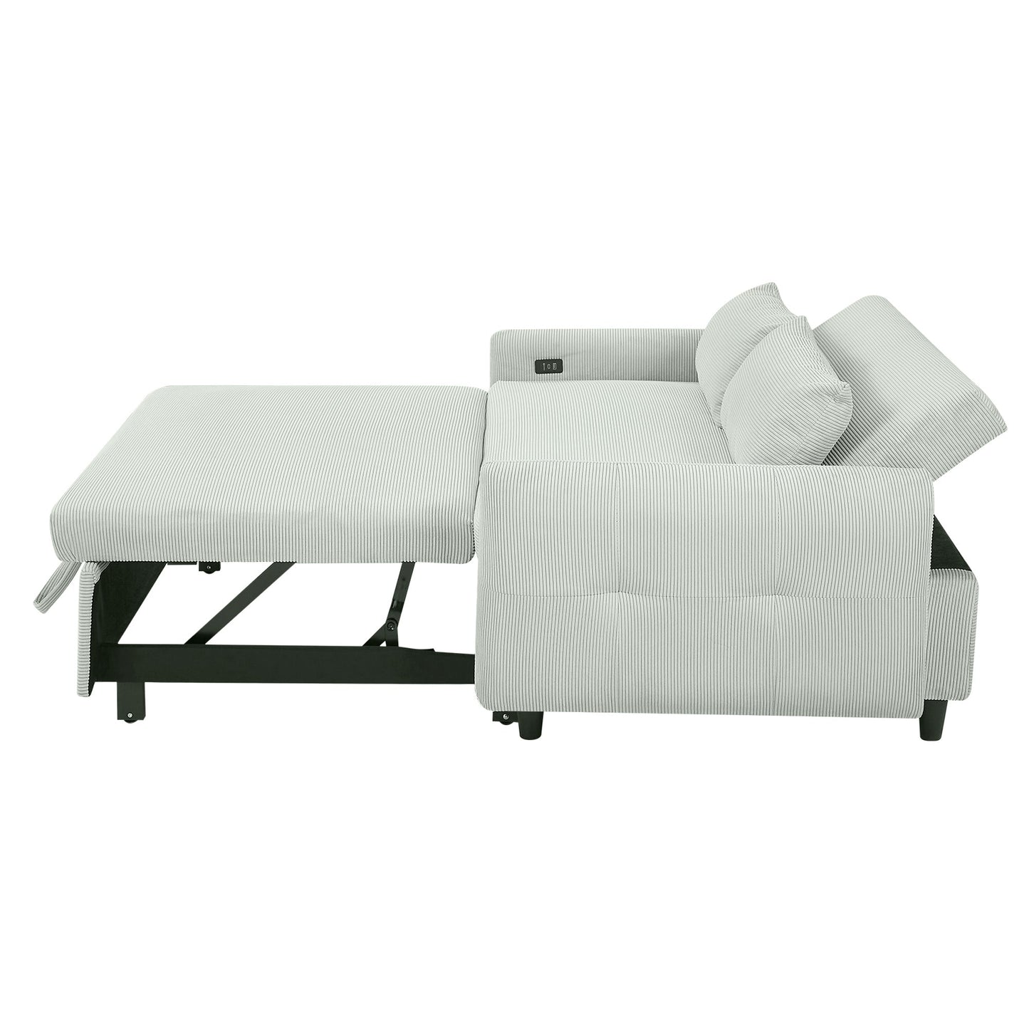 Willow Sage Green Corduroy Loveseat Sleeper - Mid-Century Style