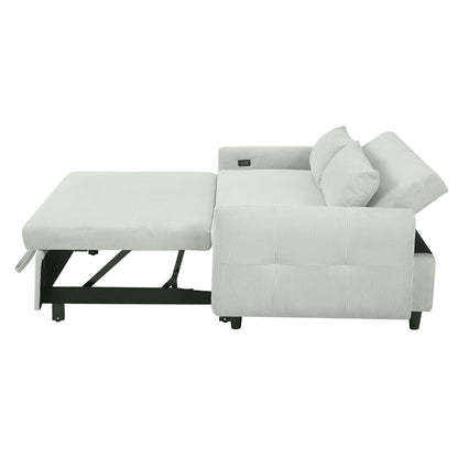 Willow Sage Green Corduroy Loveseat Sleeper - Mid-Century Style