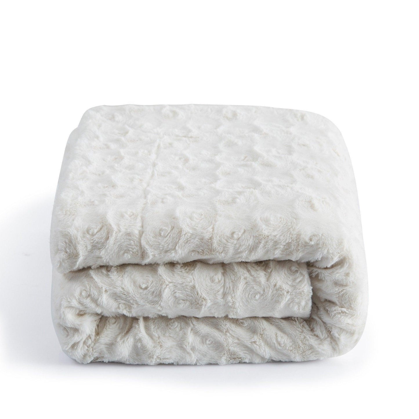 Luxury Embossed Rose Faux Fur Throw with Sherpa Backing