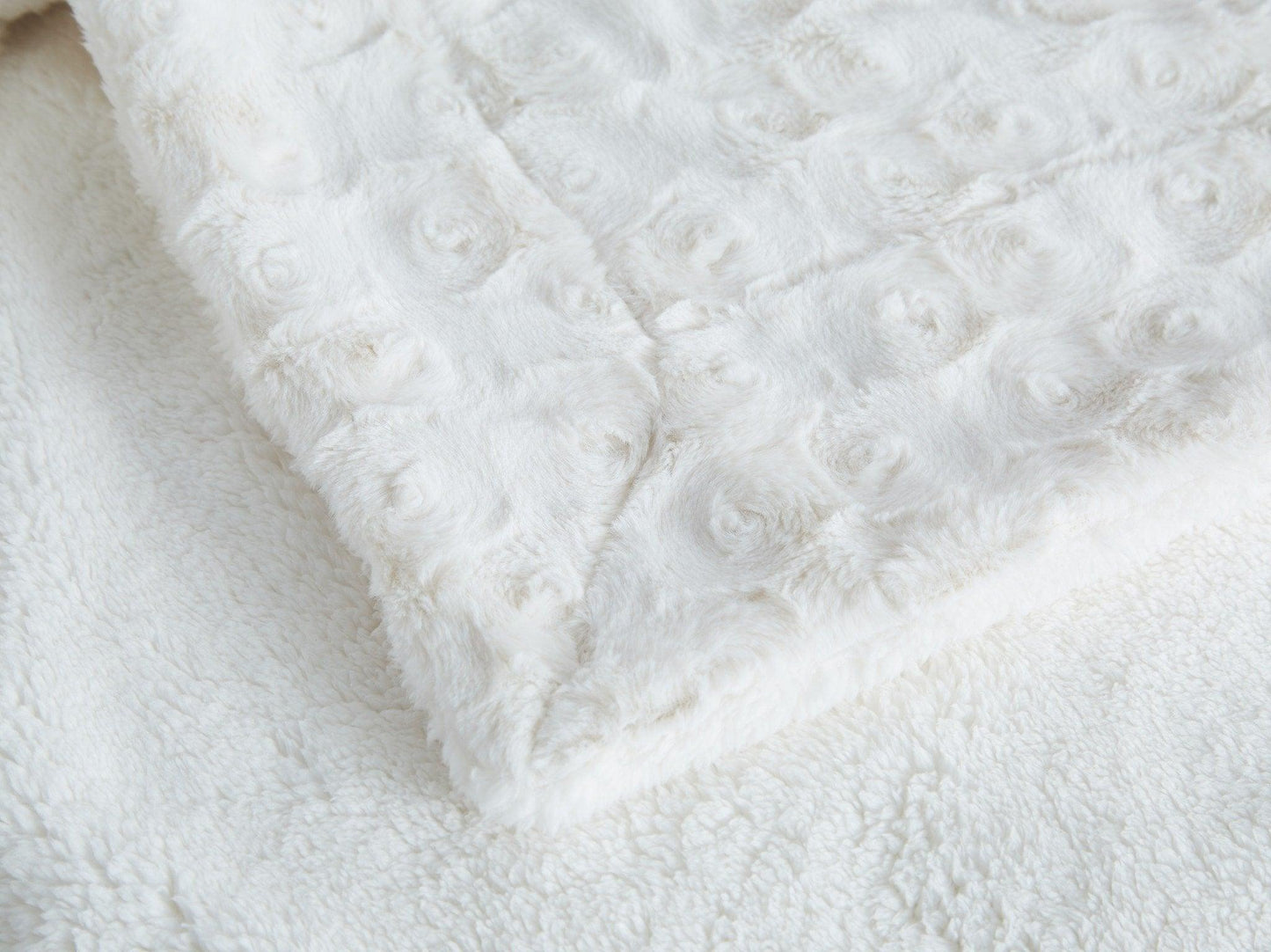 Luxury Embossed Rose Faux Fur Throw with Sherpa Backing