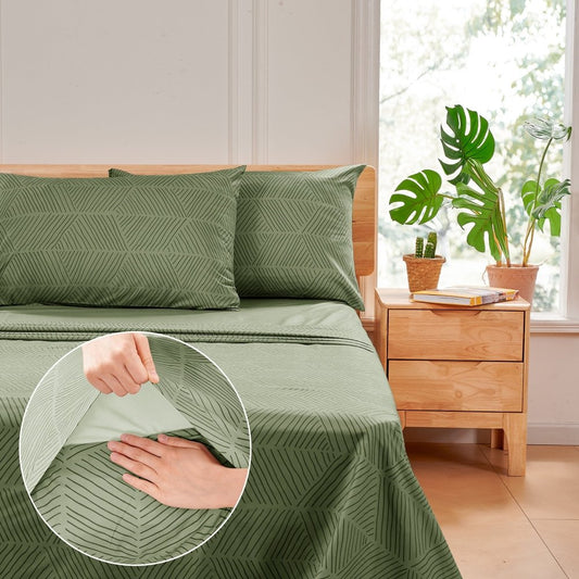 Recycled Microfiber Bed Sheet Set | Modern Diamond Pattern