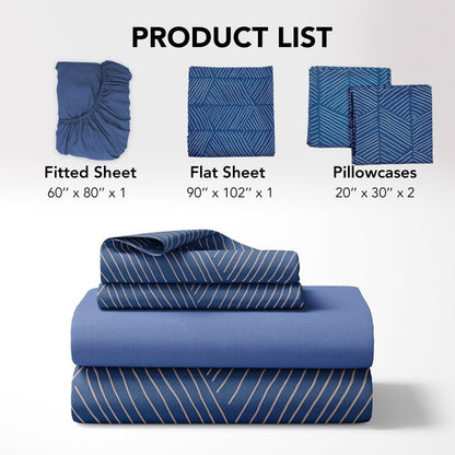 Recycled Microfiber Bed Sheet Set | Modern Diamond Pattern