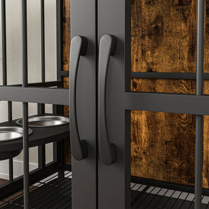 Stylish Dog Cage Furniture for Large Dogs – Antique Brown Finish