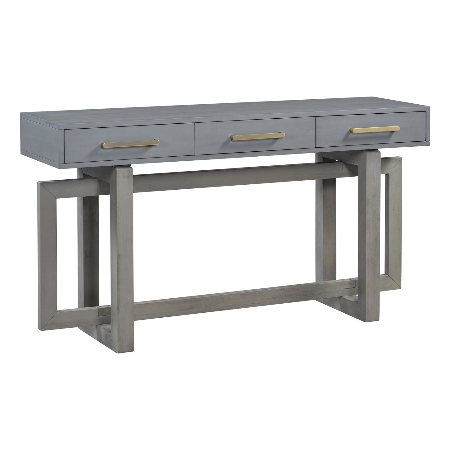 Antique Gray Three-Drawer Console Table