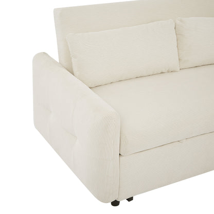 Avery Mid-Century Beige Loveseat Sleeper with Adjustable Backrest