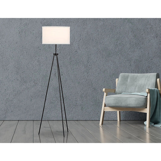 Mid-Century Modern Tripod Floor Lamp with Drum Shade