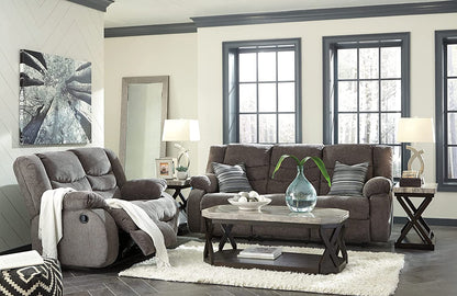 Grayson Gray Chenille Waterfall Back Recliner Couch in Neutral Gray