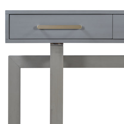 Antique Gray Three-Drawer Console Table