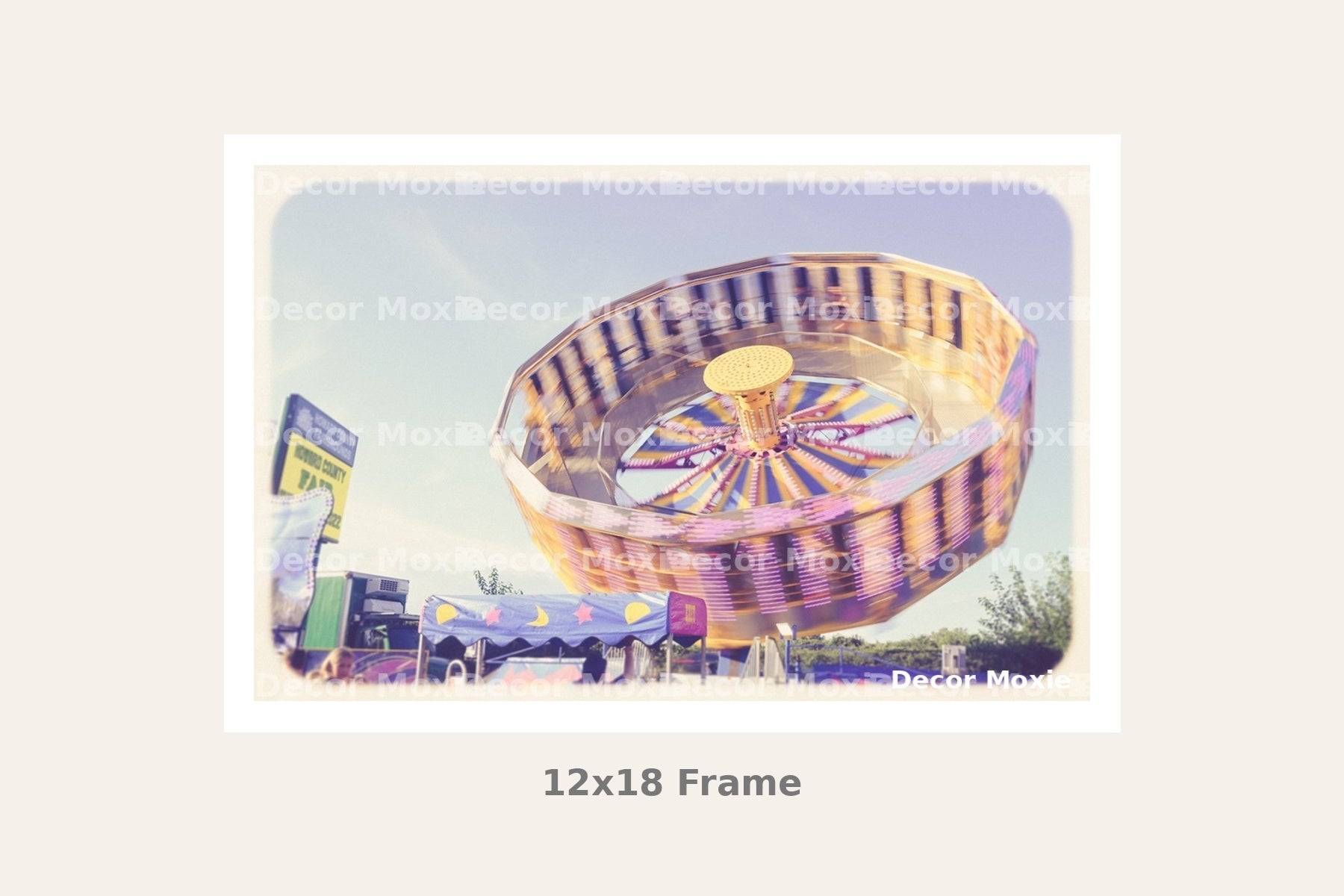 Colorful hot air balloon in a frame with dimensions 12x18 on a light gray background.