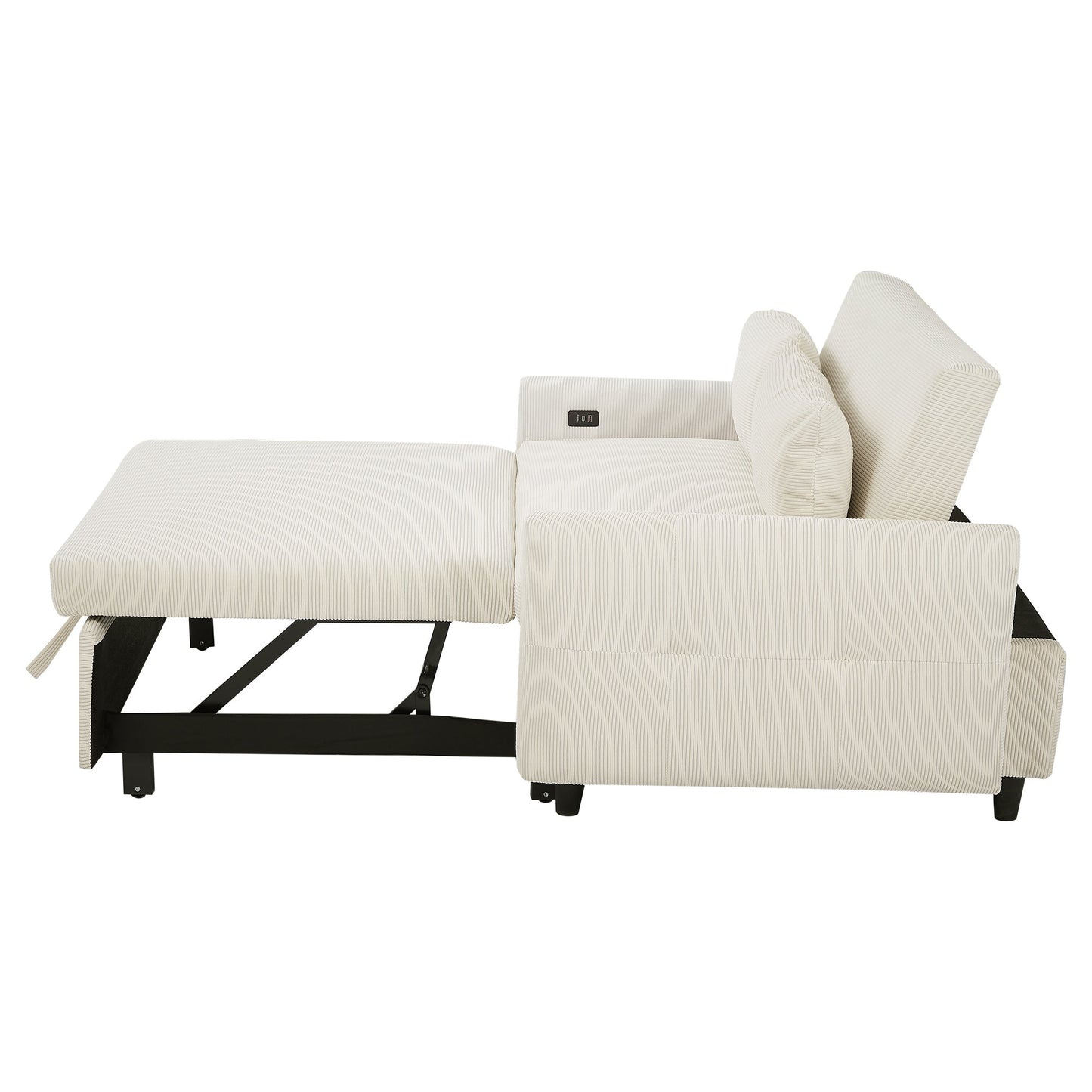 Avery Mid-Century Beige Loveseat Sleeper with Adjustable Backrest