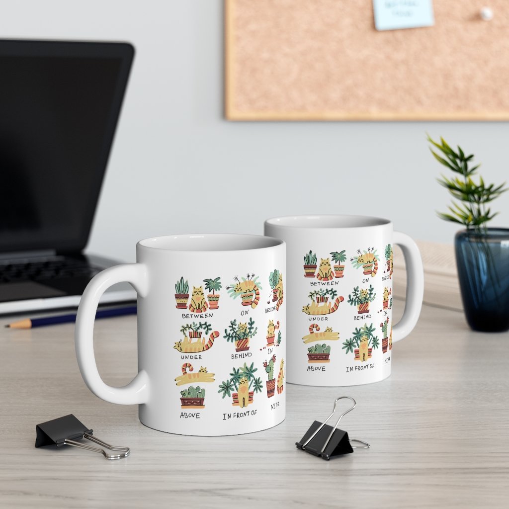 Cat and Plant Lover's Ceramic Mug