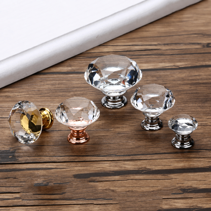 KAK Faceted Crystal Glass Cabinet Knobs