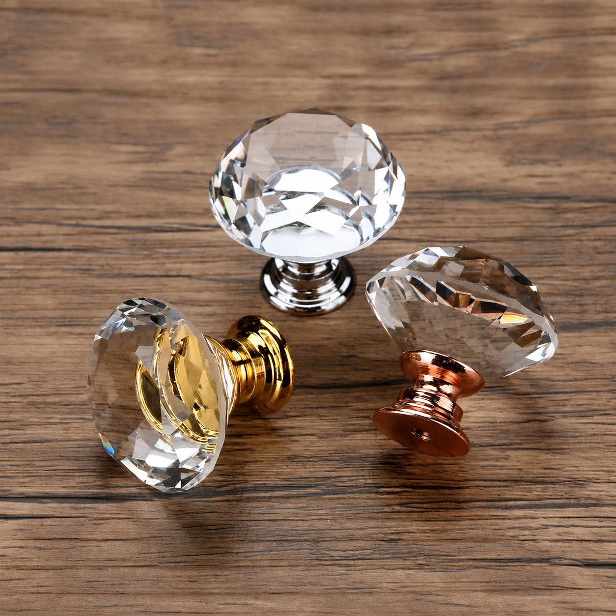 KAK Faceted Crystal Glass Cabinet Knobs