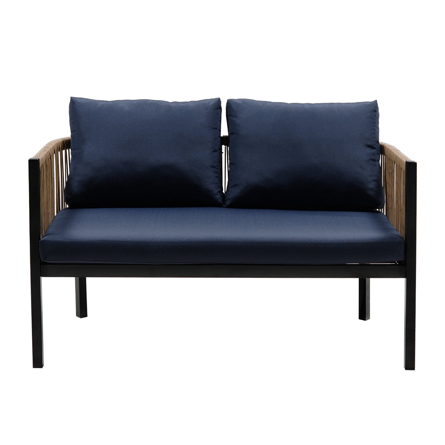 Modular Outdoor Wicker Sofa Set with Tempered Glass Table