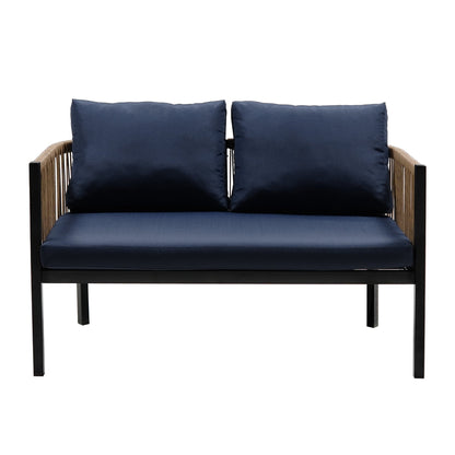 Modular Outdoor Wicker Sofa Set with Tempered Glass Table