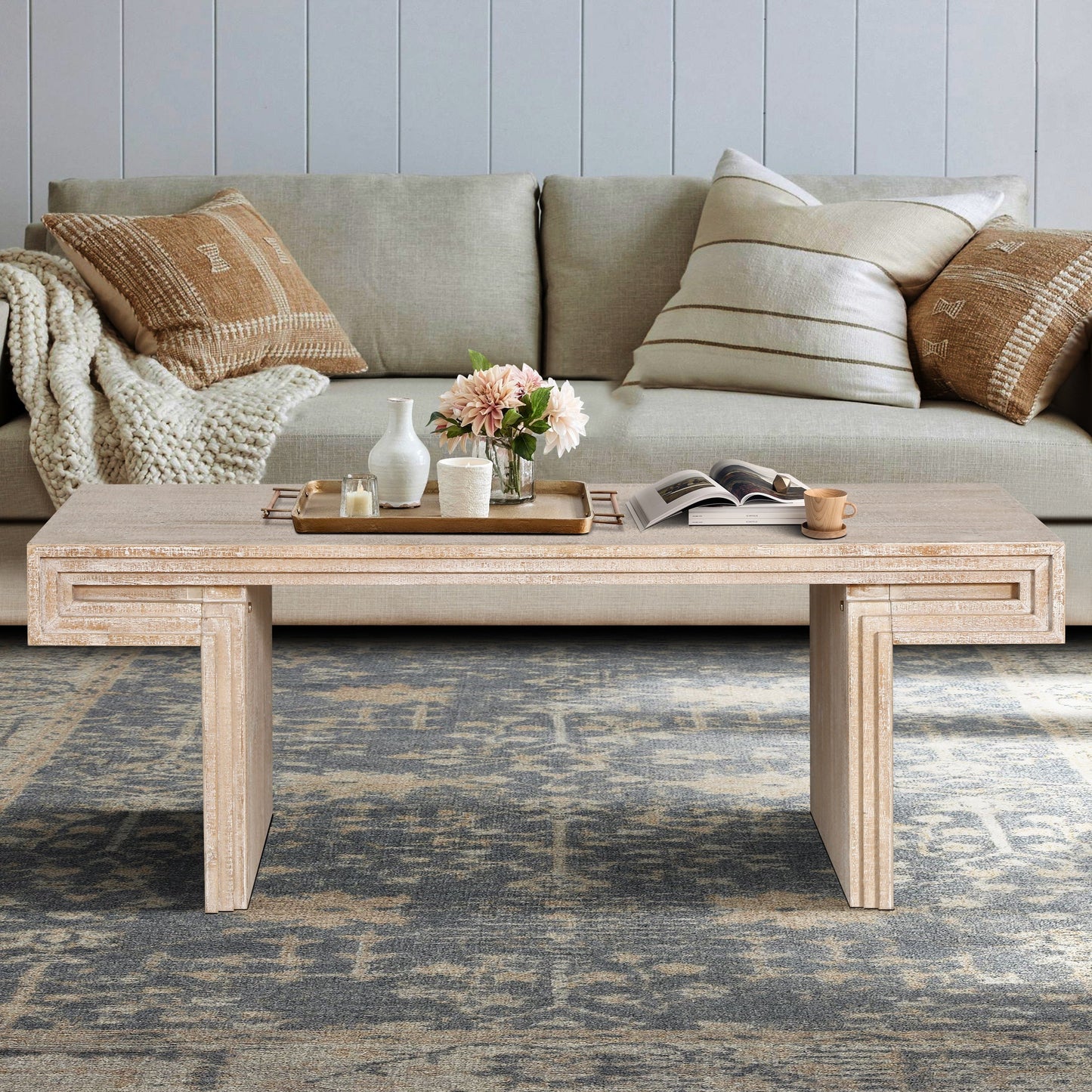 American Vintage Industrial Coffee Table, Premium Reclaimed Wood Replica