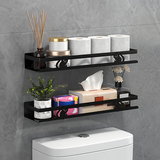 Black wall-mounted shelf.