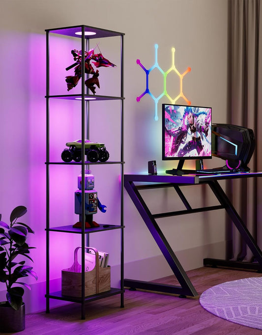 RGBW 5-Tier Display Floor Lamp – Color-Changing with Adjustable Brightness