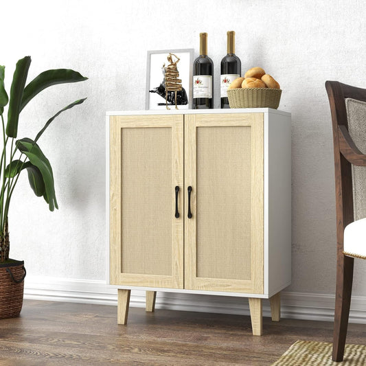Stylish Storage Console with Rattan Doors | Buffet Cabinet