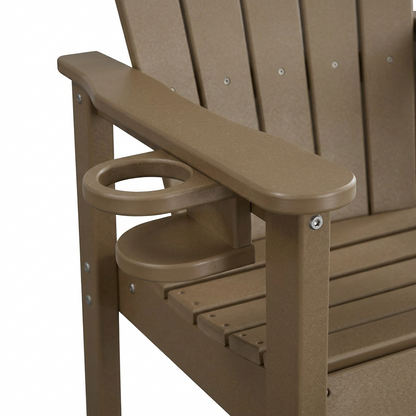 All-Weather HDPE Bar Height Adirondack Chair with Cup Holder
