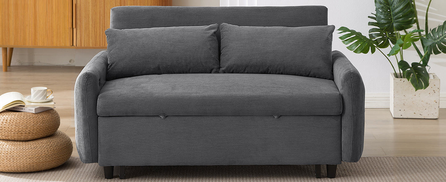 Hudson Modern Dark Grey Loveseat Sleeper in Textured Corduroy