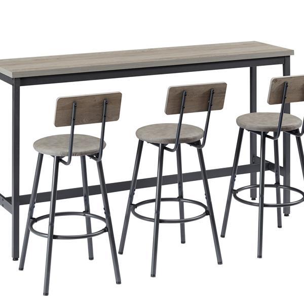 Modern Rustic Bar Height Table with Stools, Space-Saving Design