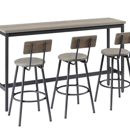 Modern Rustic Bar Height Table with Stools, Space-Saving Design