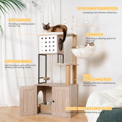 All-in-One Cat Tower for Indoor Cats – Play, Rest & Hide