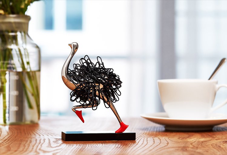 Whimsical Magnetic Desk Organizer – Ostrich Edition