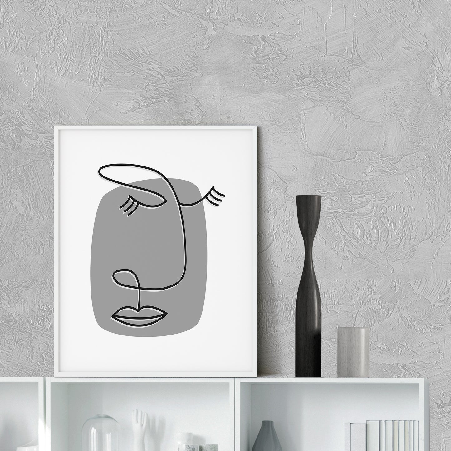 California Designed Face Line Minimalist Art - High-Quality Unframed Print