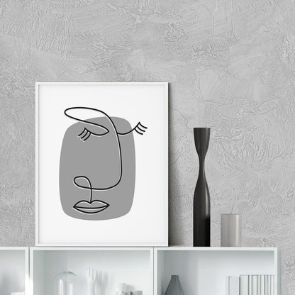 California Designed Face Line Minimalist Art - High-Quality Unframed Print