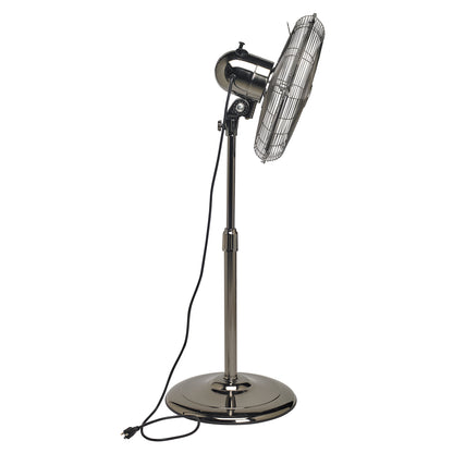 Pearl Black Metal Floor Fan - Adjustable Height