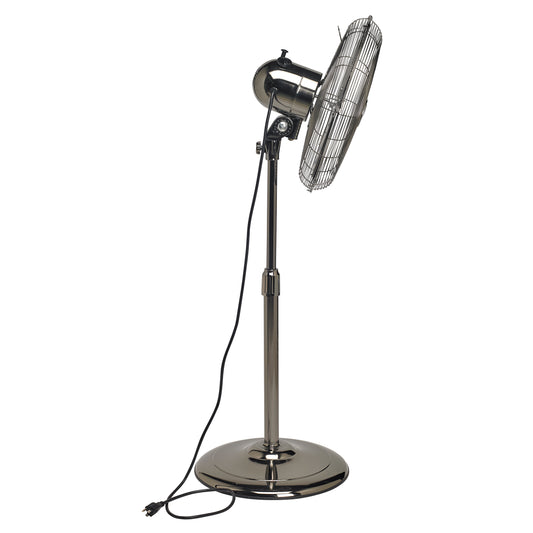 Pearl Black Metal Floor Fan - Adjustable Height