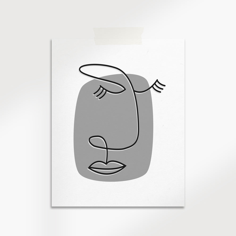 California Designed Face Line Minimalist Art - High-Quality Unframed Print