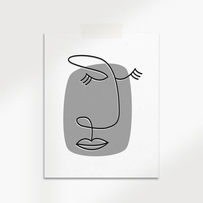 California Designed Face Line Minimalist Art - High-Quality Unframed Print