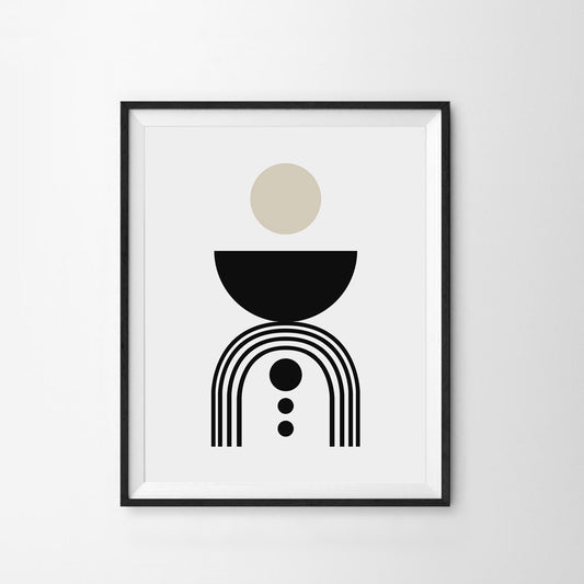 Modern Gallery Wall Set | Two Solid Wood Frames & Minimalist Art Prints White