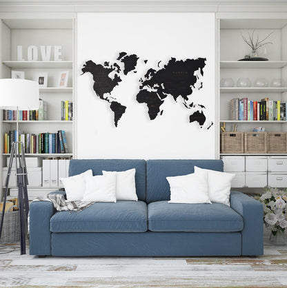 Handmade Wooden Push Pin World Map – A Travel-Inspired Statement Piece