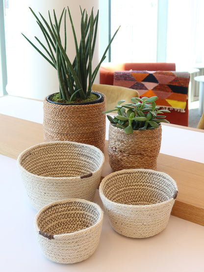 Boho Braided Jute Baskets | Set of 3 Natural Storage Bins