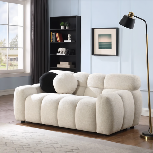 Bold Volume. Soft Soul. Designed for the modern American home, this marshmallow-shaped masterpiece pairs sculptural form with serene comfort